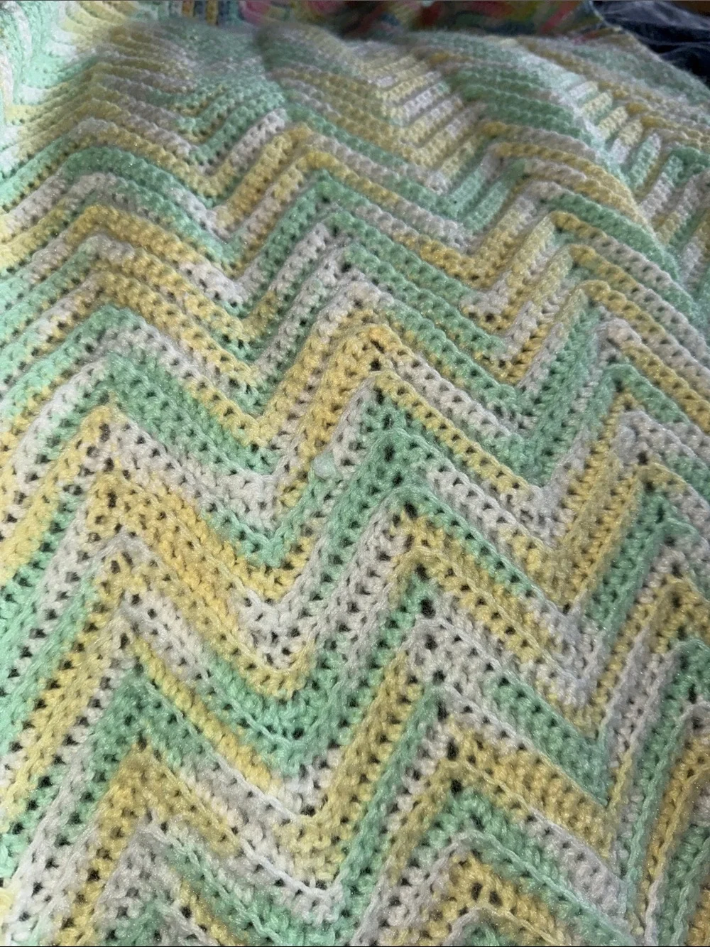 Pastel Chevron Crochet Throw Blanket - Soft Multicolor - Picture 5 of 6